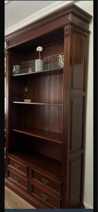 Librería elegante madera 4 baldas 4 cajones