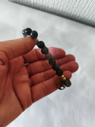 Pulsera gris árbol de la vida dorado