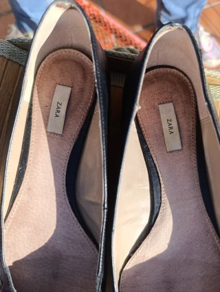 Bailarinas negras Zara punta con lazada negras