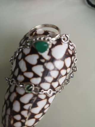 Anillo y pulsera plata Pedra Malaquita
