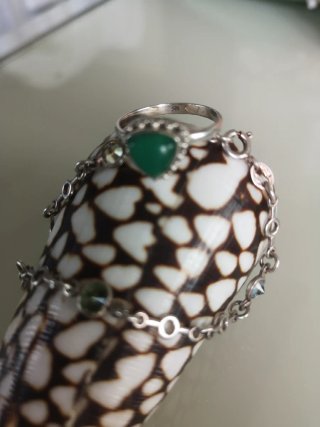 Anillo y pulsera plata Pedra Malaquita