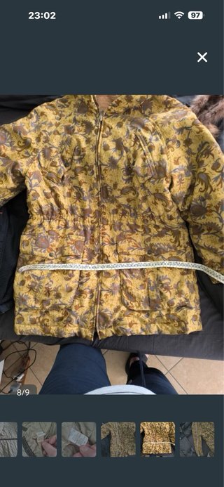 Parka Mujer Estampada Marrón y Amarillo