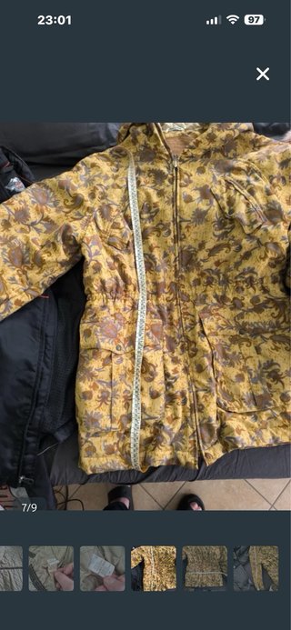 Parka Mujer Estampada Marrón y Amarillo