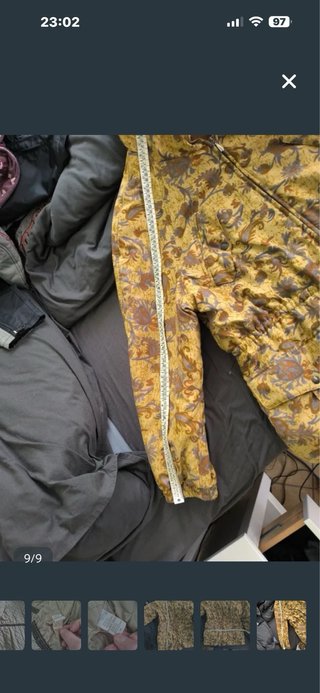 Parka Mujer Estampada Marrón y Amarillo