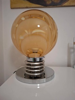 Lampada vintage vetro metallo arancio