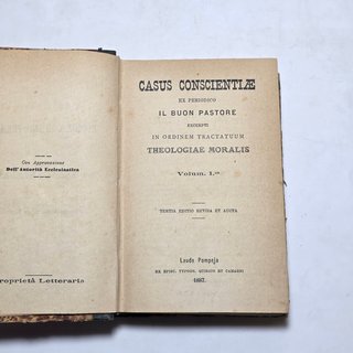 Libro Antico 1887 - Casus Conscintiae Theologiae