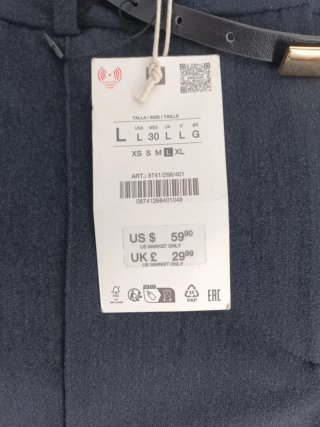 Pantalón recto Zara azul