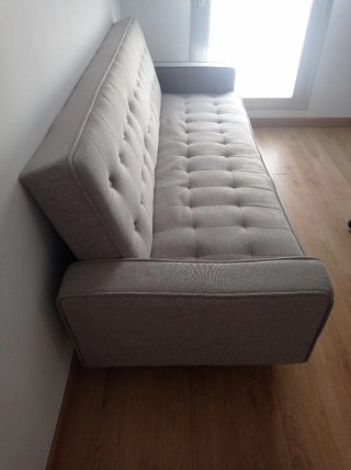 Sofá Cama 3 Plazas Gris Lino