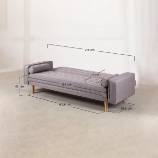 Sofá Cama 3 Plazas Gris Lino
