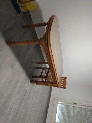 Mesa comedor extensible madera y cristal