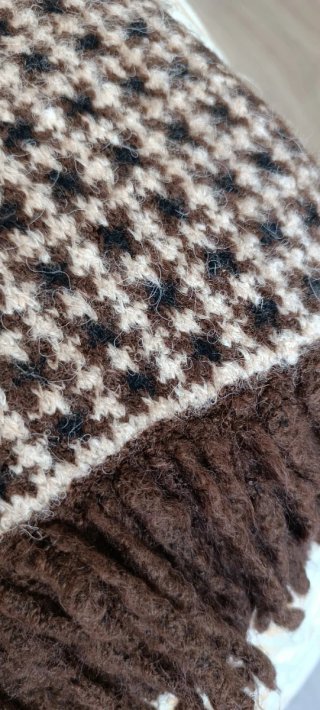 Poncho Zara Punto Beige y Marrón