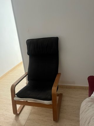 Sillón Ikea Negro Tela y Madera
