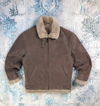 Shearling Leather jacket retro vintage jacket old money