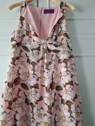 Vestido largo fiesta flores rosa