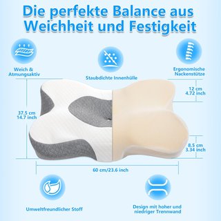 Almohada Ortopédica Homesuit Gris/Blanco