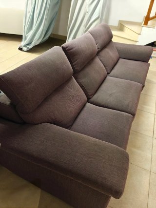 Sofá grande 3 plazas, reposapiernas extensible