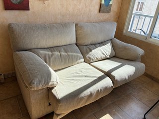 Sofá 2 plazas beige tela