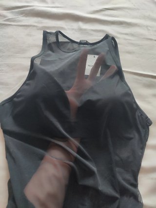 Body Tezenis nero con dettagli in mesh