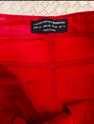 Pantalón Stradivarius Rojo Talla L