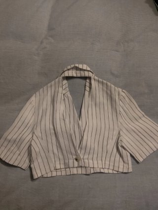 Blazer top blanco a rayas
