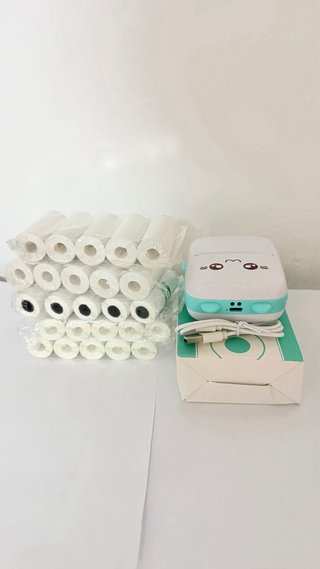 Mini impresora fotos + 25 rollos papel térmica