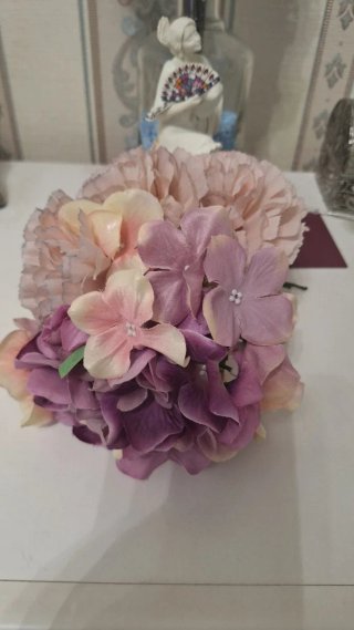 Ramillete Flores Flamenca Rosa y Morado