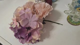 Ramillete Flores Flamenca Rosa y Morado