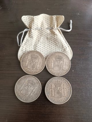 Monedas Plata 5 Pesetas Españolas 1871-1894