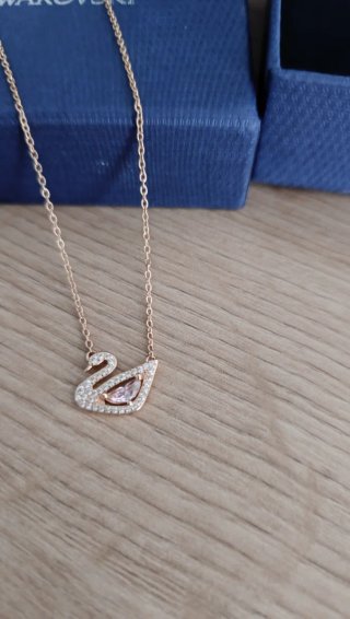 Collar Cisne Swarovski Rosa Baño Oro Rosa