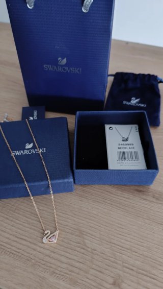 Collar Cisne Swarovski Rosa Baño Oro Rosa
