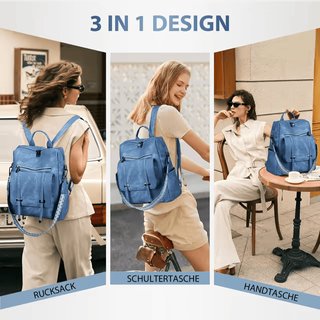 Mochila Piel Sintética Azul Mujer