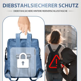 Mochila Piel Sintética Azul Mujer