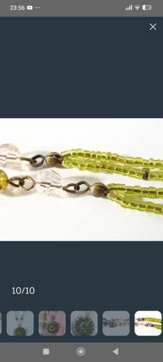 Collar vintage floral cristales verde y dorado