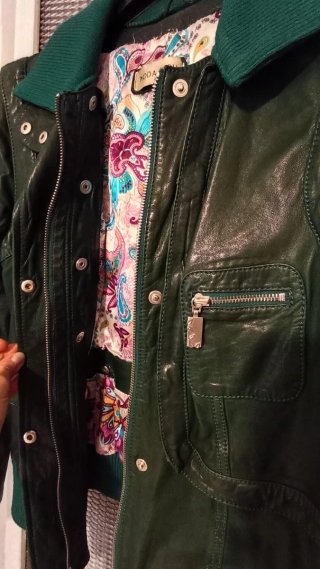 Chaqueta de piel vintage verde