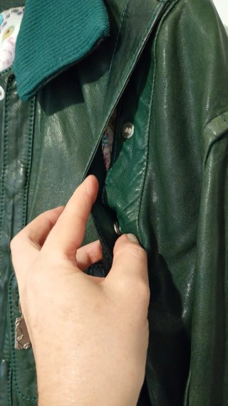Chaqueta de piel vintage verde