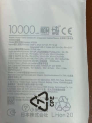 Xiaomi Powerbank 10000mAh Cable Integrado#B03363