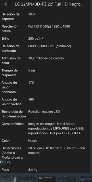 Televisor LG 22 pulgadas TV
