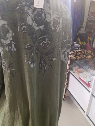 Vestido largo estampado floral lino
