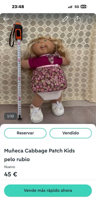 Muñeca Cabbage Patch Pelo Lana Rosa