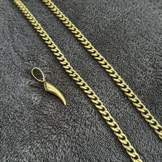 Cadena Cubana Hombre Oro Laminado Diente