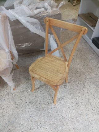 Juego 3 Sillas Madera y Tela