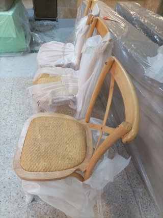 Juego 3 Sillas Madera y Tela