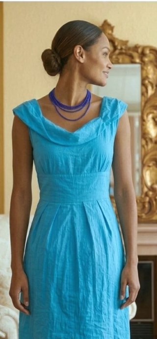 Vestido Mercedes Romero azul metalizado