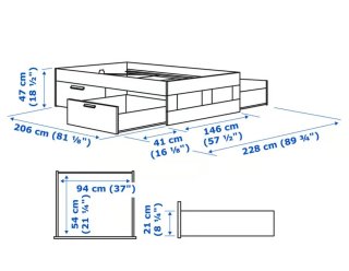 Cama Ikea con cajones (cabecero no incl.)