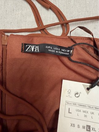 Vestido mini sexy Zara cut-out marrón talla L