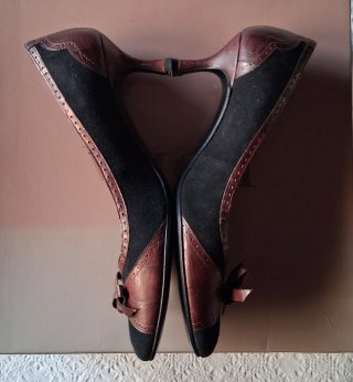Décolleté donna bicolore nero/marrone