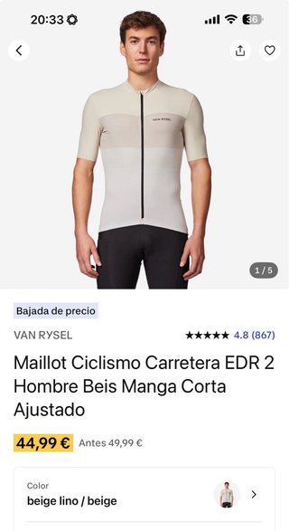 Maillot Van Rysel Beige Talla L