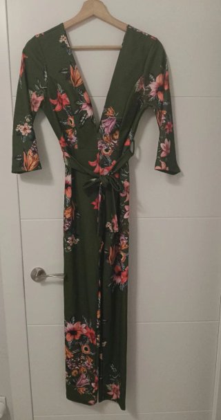 Mono verde estampado flores manga 3/4 Talla S