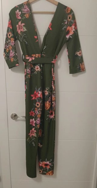 Mono verde estampado flores manga 3/4 Talla S