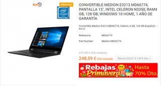 Medion Akoya E3213 MD60733 Portátil Negro